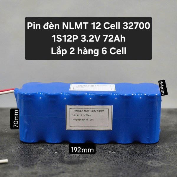 Pin sắt LiFePO4 32700 3.2V 72000mah 72Ah kèm mạch bảo vệ 1S cho đèn năng lượng mặt trời